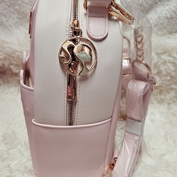 Barbie Loungefly Rose Gold Logo Pink  Convertible Backpack - Picture 10 of 10